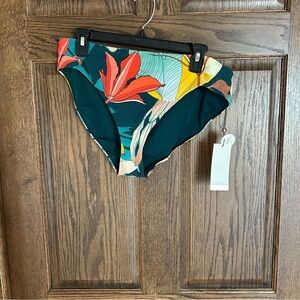 High-Waist Floral Bikini Bottom - Teal & Coral